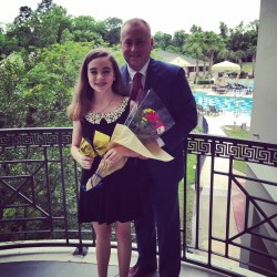 Grace receiving her cheer award~for her courage, perseverance, positive attitude, and of course her Rock-Star  talent :)